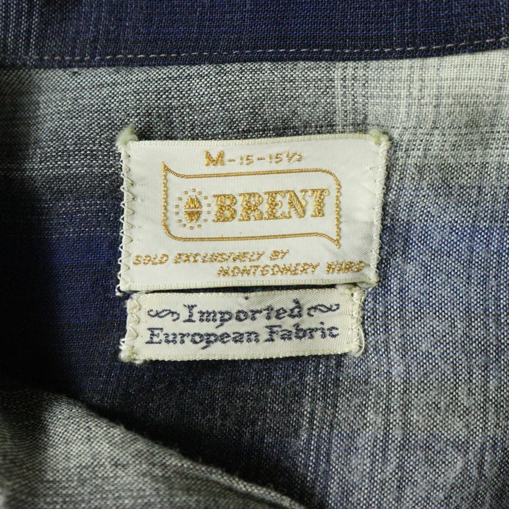 VINTAGE(ヴィンテージ) 60ー70s BRENT ブレント オンブレ オープンカラー 長袖 シャツ ブルー