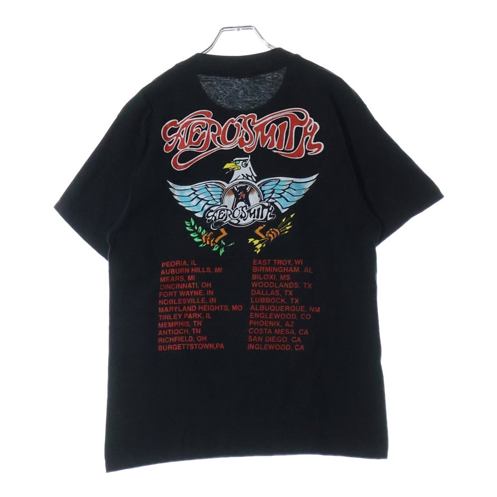 VINTAGE(ヴィンテージ) 90s AERO SMITH AERO FORCE ONE EAGLE エアロスミス エアロフォースワン イーグル Tシャツ 半袖カットソー ブラック