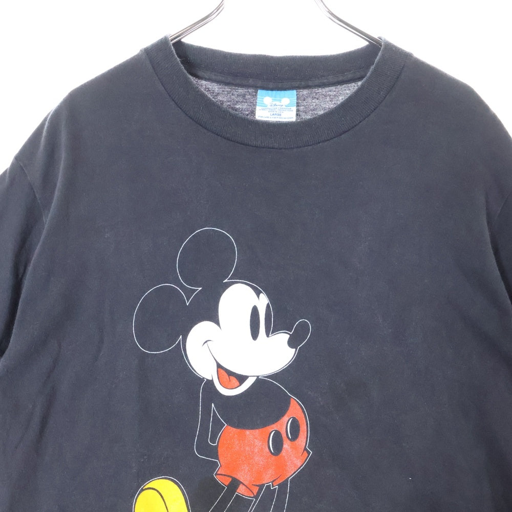 VINTAGE(ヴィンテージ) 80s DISNEY Mickey Mouse ディズニー ミッキー 黄色足 フロントプリント Tシャツ 半袖カットソー ブラック