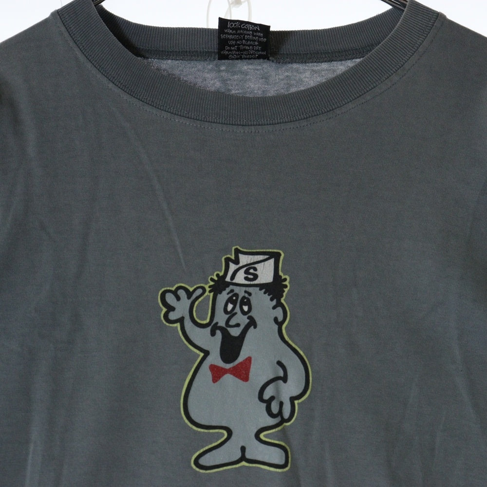 STUSSY(ステューシー) 90s OLD STUSSY STOCK LOGO MAN オールドステューシー ストックロゴマン 両面プリント Tシャツ 半袖カットソー グレー