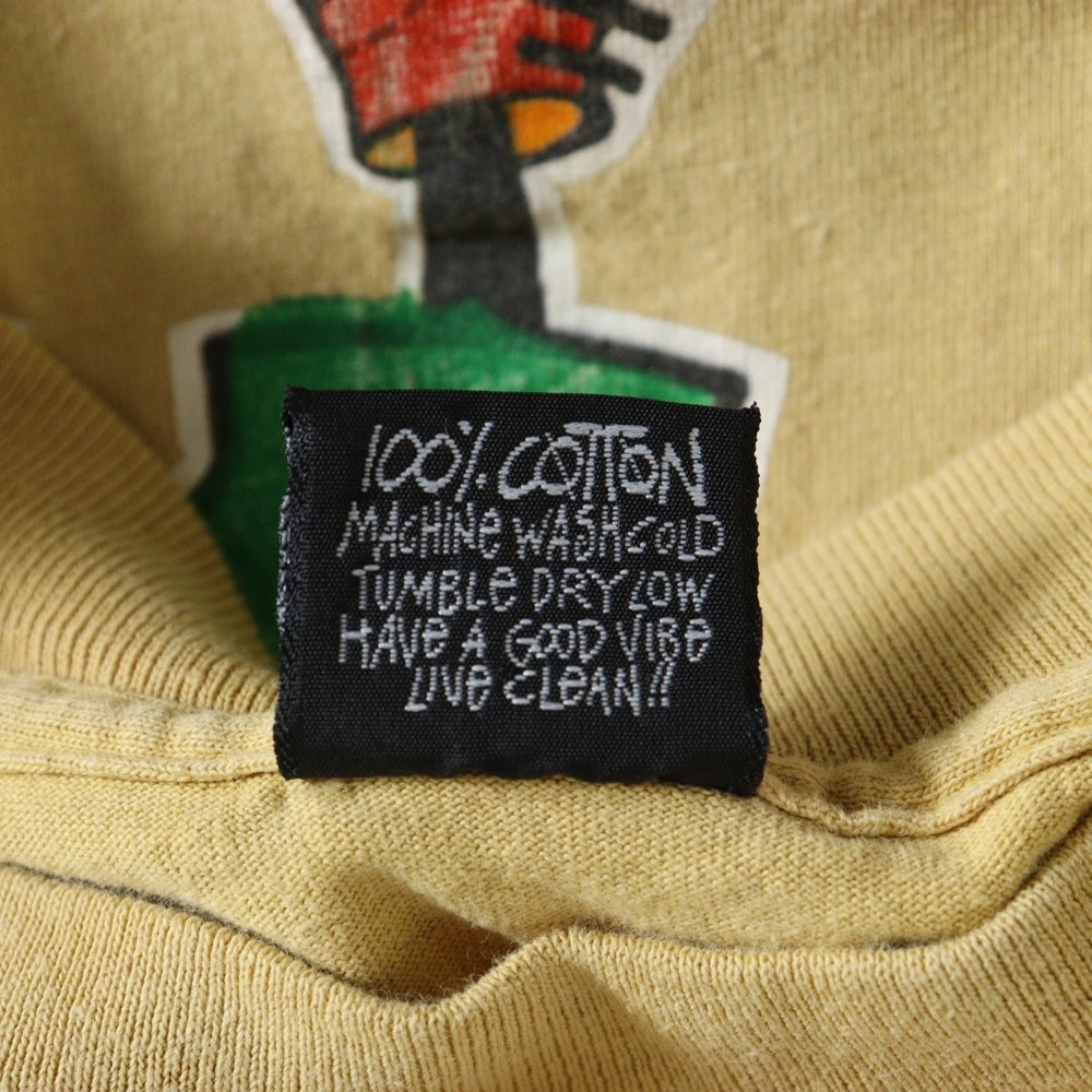 STUSSY(ステューシー) 80s OLD STUSSY ROOTZ ROCKIN RYDIMZ オールドステューシー ラスタカラー 両面プリント Tシャツ 半袖カットソー イエロー