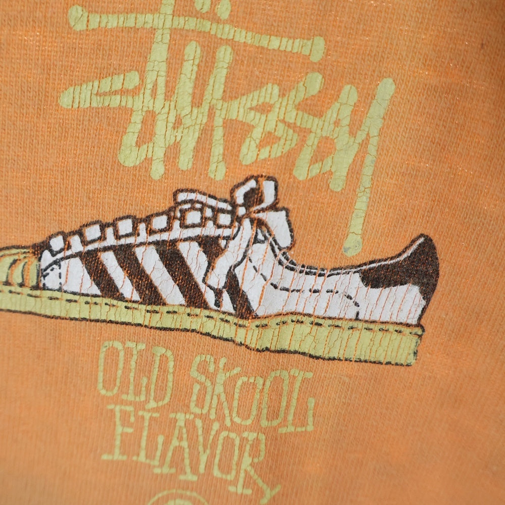 STUSSY(ステューシー) 80s OLD STUSSY OLDSKOOL FLAVOR オールドステューシー 両面プリント Tシャツ 半袖カットソー オレンジ