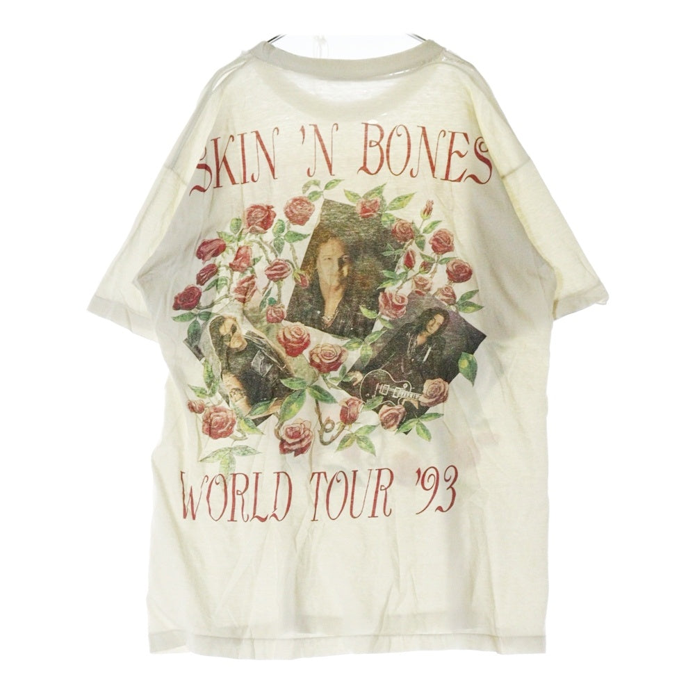 VINTAGE(ヴィンテージ) 90s GUNS N ROSES SKIN N BONES WORLD TOUR 1993 ガンズ アンド ローゼズ 半袖Tシャツ カットソー ホワイト