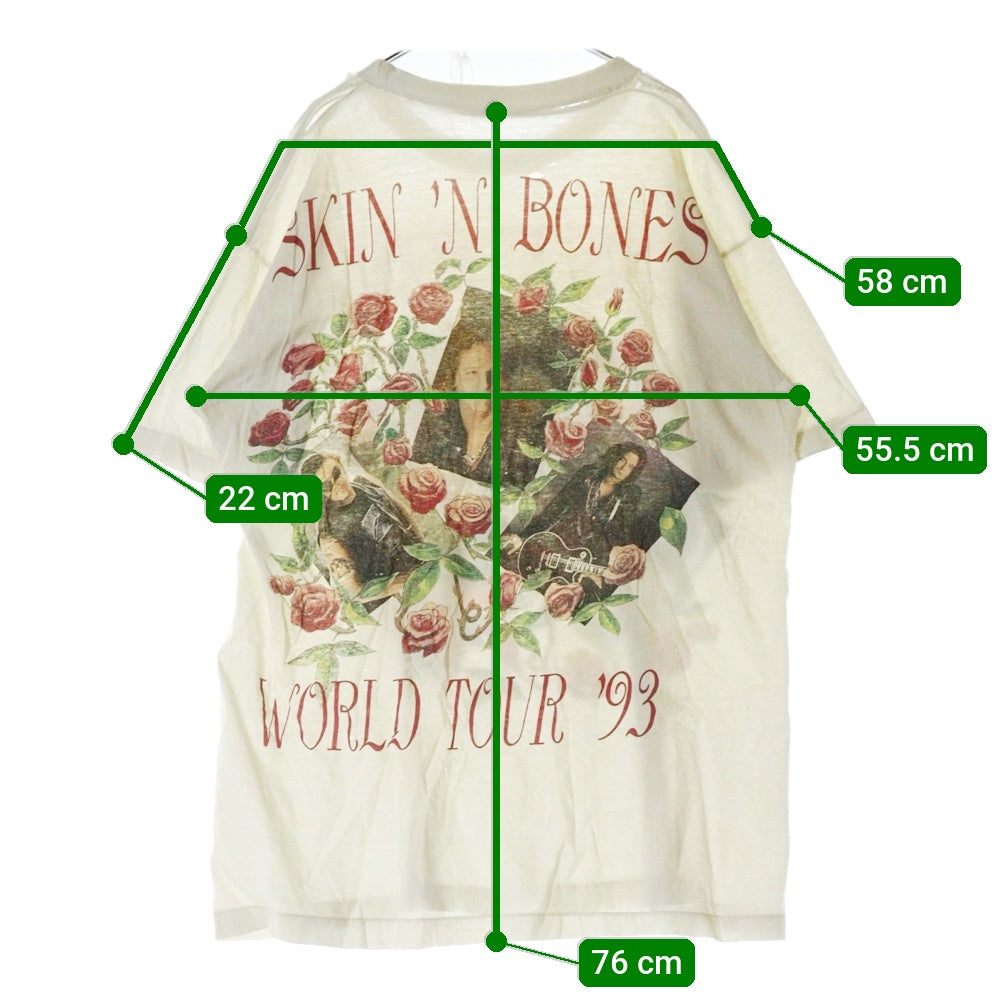 VINTAGE(ヴィンテージ) 90s GUNS N ROSES SKIN N BONES WORLD TOUR 1993 ガンズ アンド ローゼズ 半袖Tシャツ カットソー ホワイト