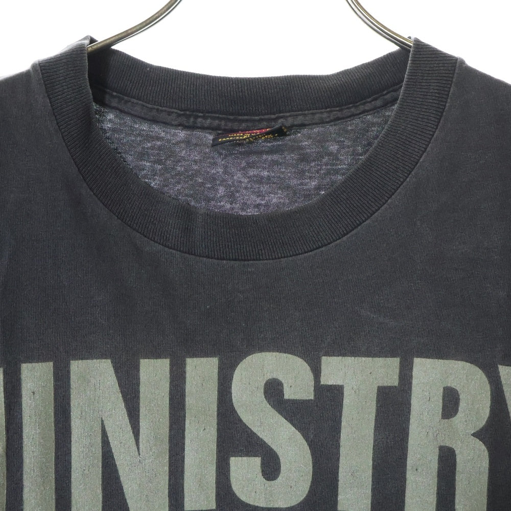 VINTAGE(ヴィンテージ) 90s MINISTRY SMASH THE CONTROL ミニストリー カットオフ ノースリーブTシャツ カットソー ブラック