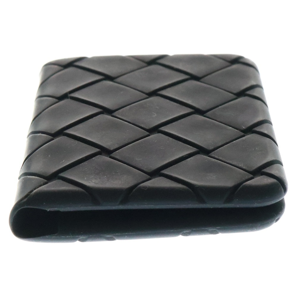BOTTEGA VENETA(ボッテガヴェネタ) INTRECCIATO RUBBER CARD CASE イントレチャート 二つ折り ラバー カードケース ブラック