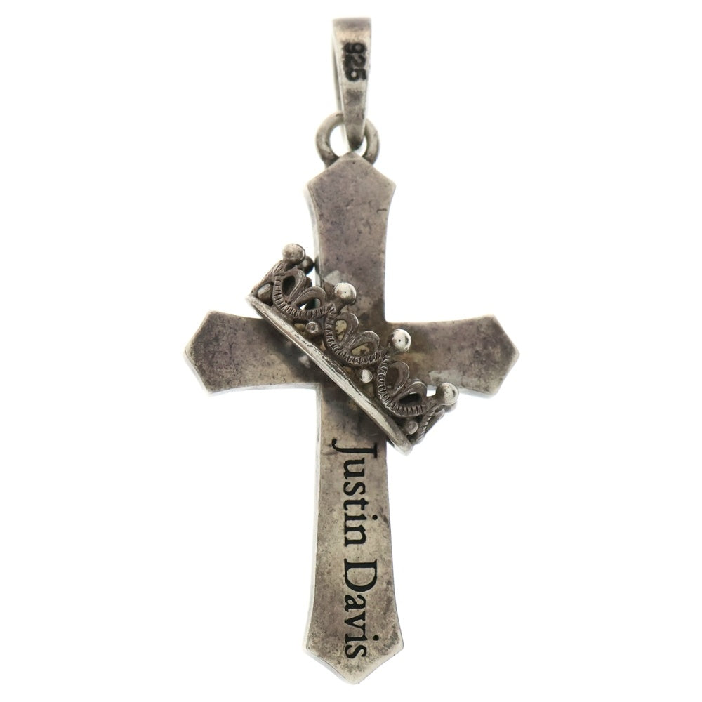 Justin Davis(ジャスティンデイヴィス) CROSS WITH CROWN STONE TOP クロス クラウン ペンダントトップ ネックレストップ 925刻印 シルバー