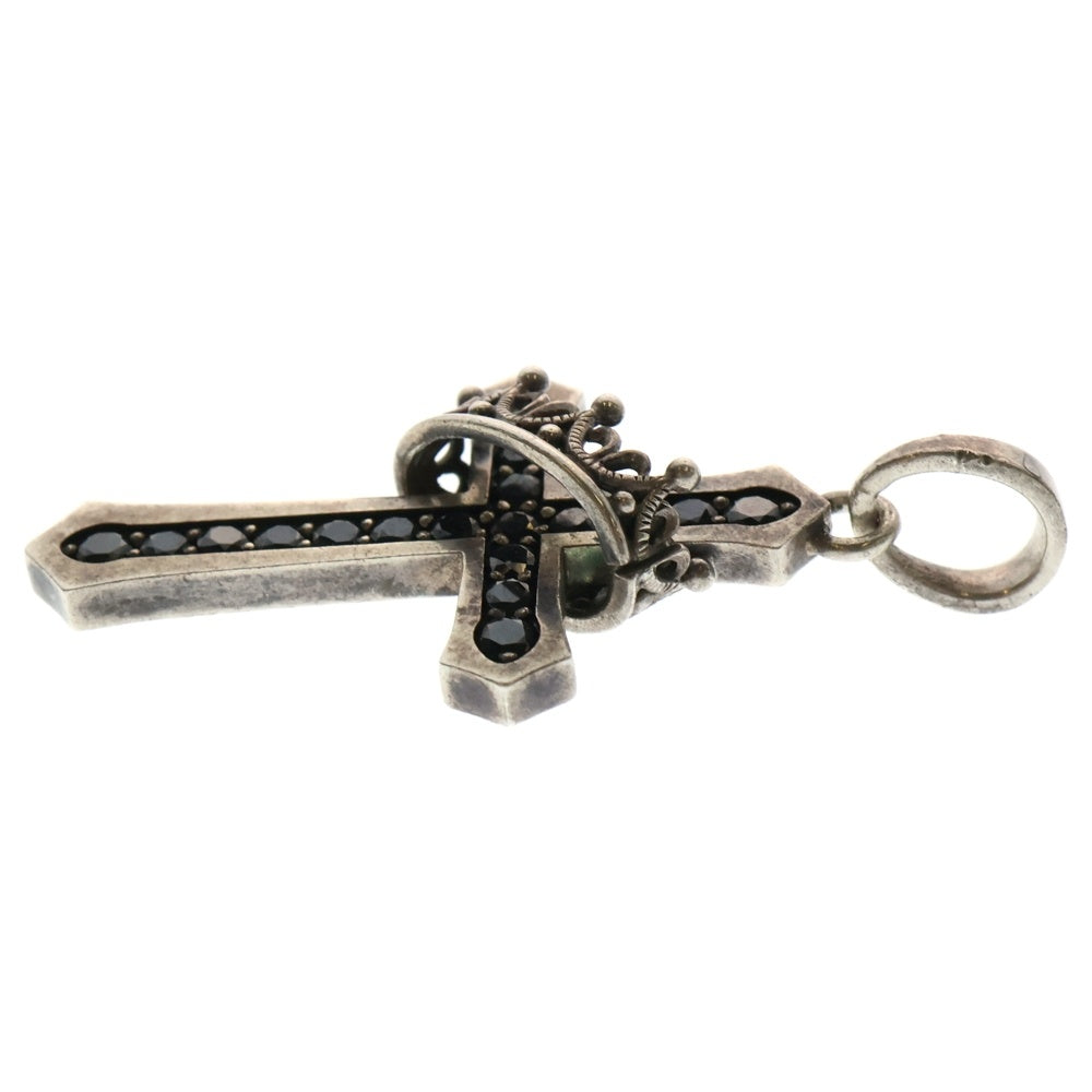 Justin Davis(ジャスティンデイヴィス) CROSS WITH CROWN STONE TOP クロス クラウン ペンダントトップ ネックレストップ 925刻印 シルバー