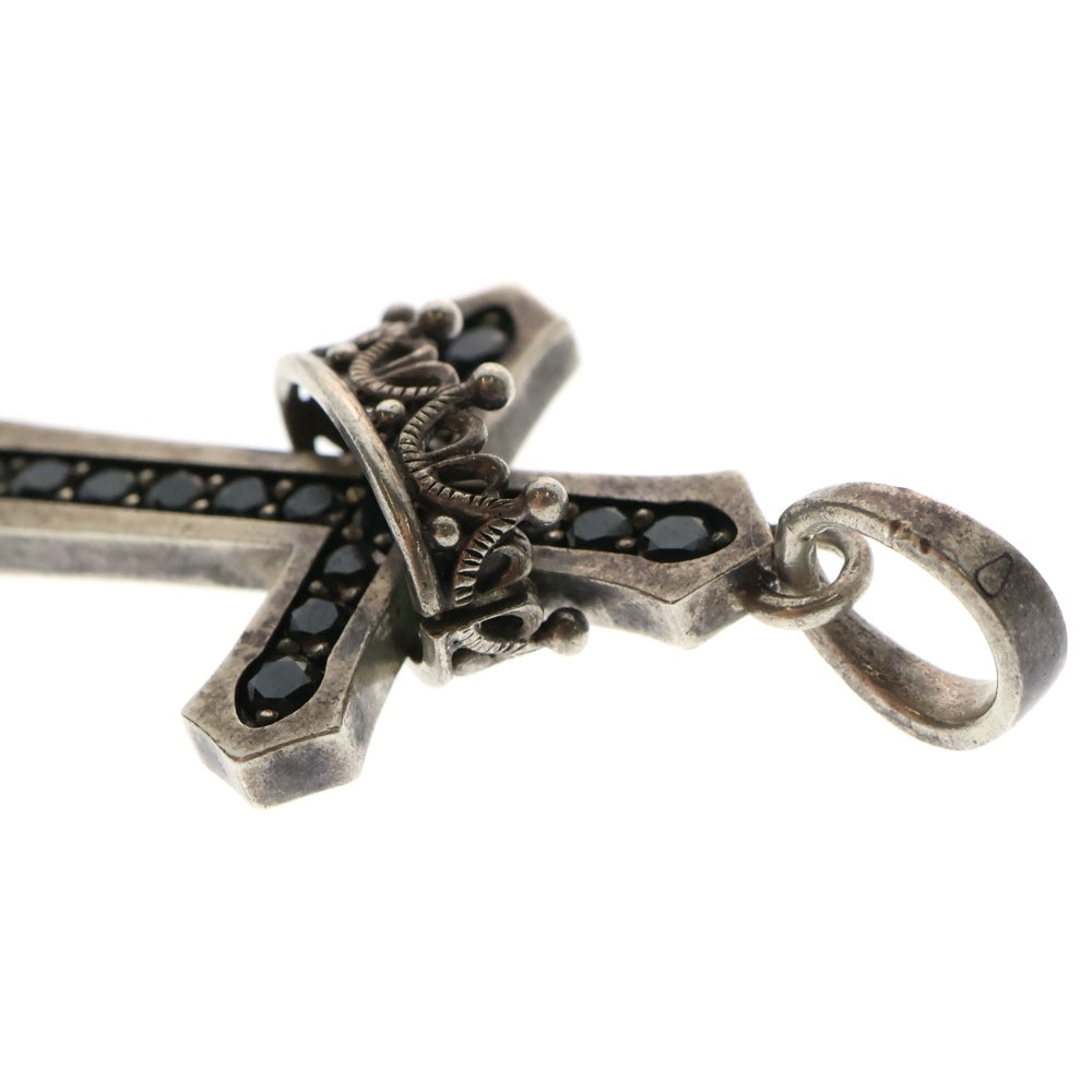 Justin Davis(ジャスティンデイヴィス) CROSS WITH CROWN STONE TOP クロス クラウン ペンダントトップ ネックレストップ 925刻印 シルバー