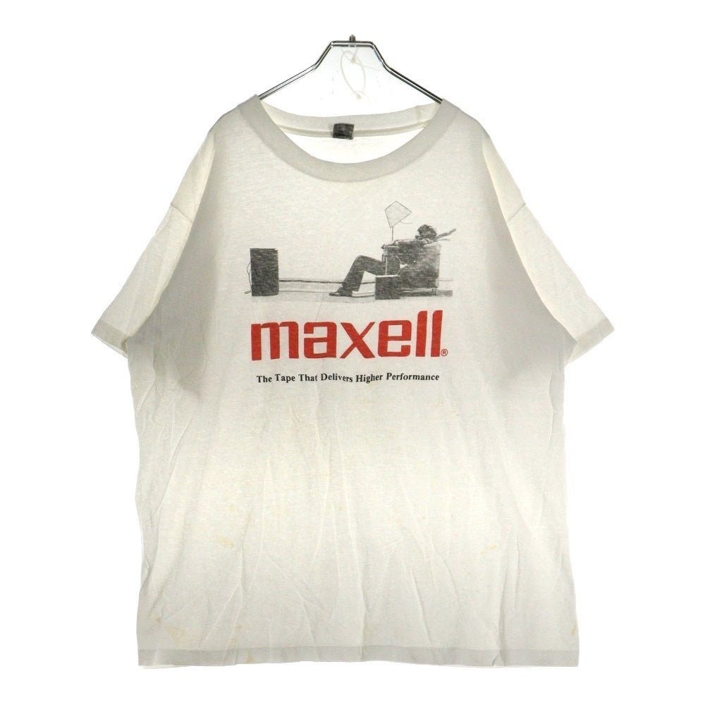 VINTAGE(ヴィンテージ) 90s MAXELL THE TAPE THAT DELIVERS HIGHER PERFORMANCE マクセル フロントプリント Tシャツ 半袖カットソー ホワイト