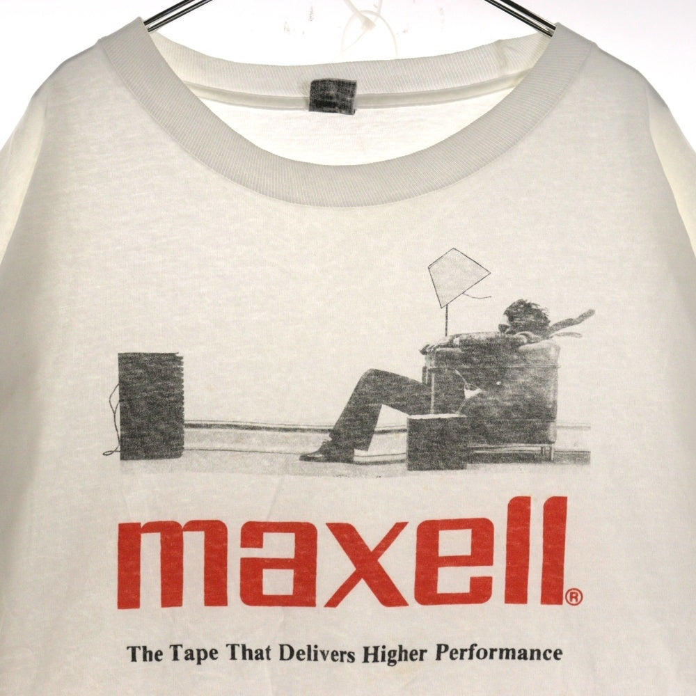 VINTAGE(ヴィンテージ) 90s MAXELL THE TAPE THAT DELIVERS HIGHER PERFORMANCE マクセル フロントプリント Tシャツ 半袖カットソー ホワイト