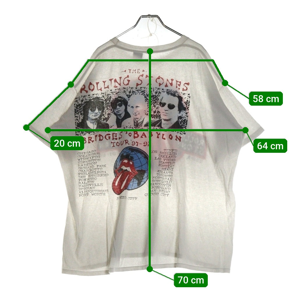 VINTAGE(ヴィンテージ) 90s ROLLING STONES BRIDGES TO BADYLON TOUR ローリングストーンズ Tシャツ 半袖カットソー ホワイト