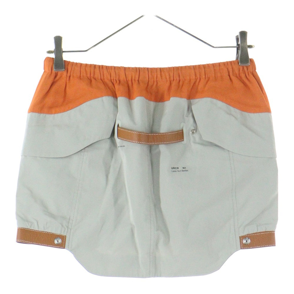 UNDERCOVER(アンダーカバー) 10ss LESS BUT BETTER期 URCR N1 MINI SKIRT レザー切替 シルク ミニスカート E1602 ブラウン/オレンジ