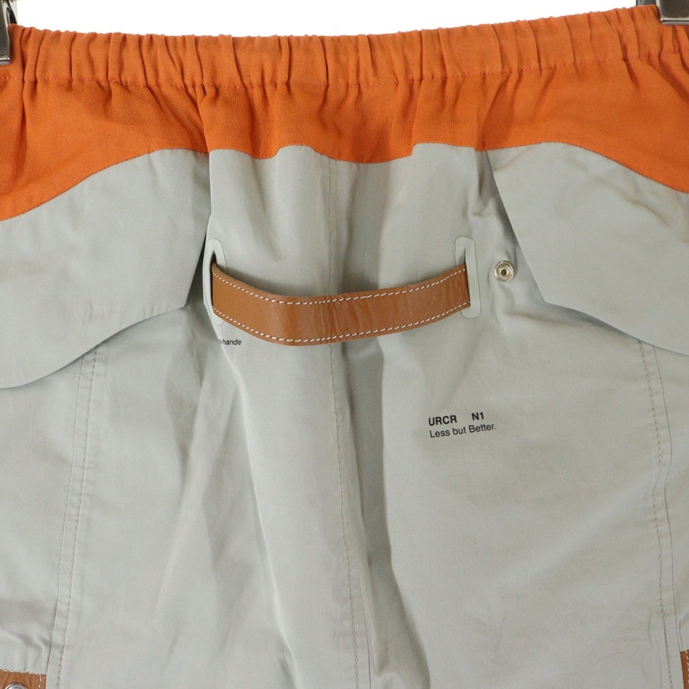UNDERCOVER(アンダーカバー) 10ss LESS BUT BETTER期 URCR N1 MINI SKIRT レザー切替 シルク ミニスカート E1602 ブラウン/オレンジ