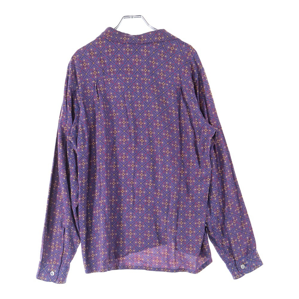 VINTAGE(ヴィンテージ) 40s SHAPELY WASHABLE OPEN COLLAR レーヨン オープンカラー 長袖 シャツ 総柄 マルチカラー パープル