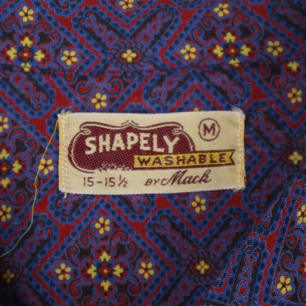 VINTAGE(ヴィンテージ) 40s SHAPELY WASHABLE OPEN COLLAR レーヨン オープンカラー 長袖 シャツ 総柄 マルチカラー パープル