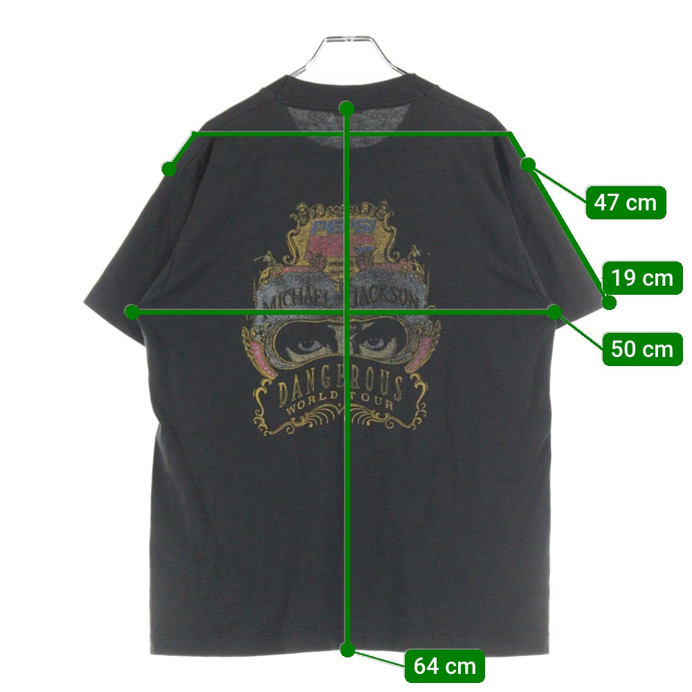VINTAGE(ヴィンテージ) 90s MICHAEL JACKSON DANGEROUS WORLD TOUR PEPSI マイケルジャクソン 両面プリント Tシャツ 半袖カットソー ブラック
