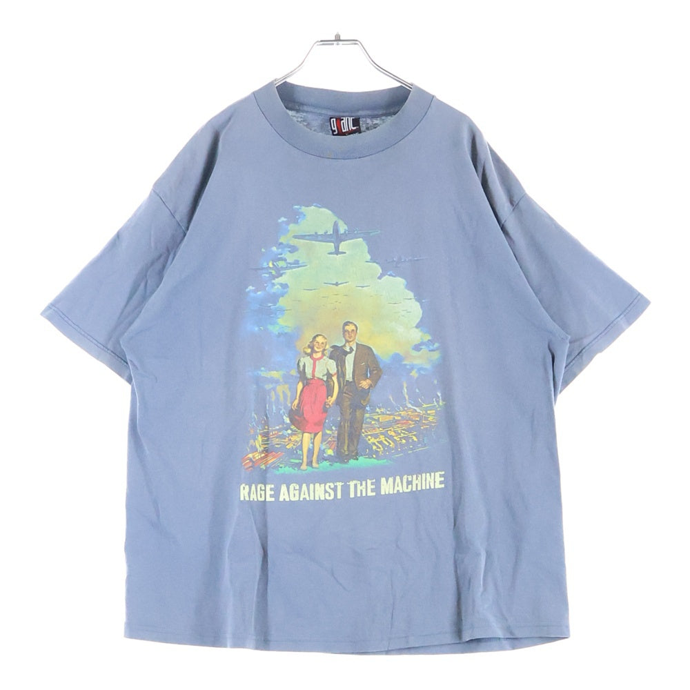 VINTAGE(ヴィンテージ) 90s RAGE AGAINST THE MACHINE DOWN RODED SLATE レイジ・アゲインスト・ザ・マシーン ダウンジャケット スレート Tシャツ 半袖カットソー ブルー