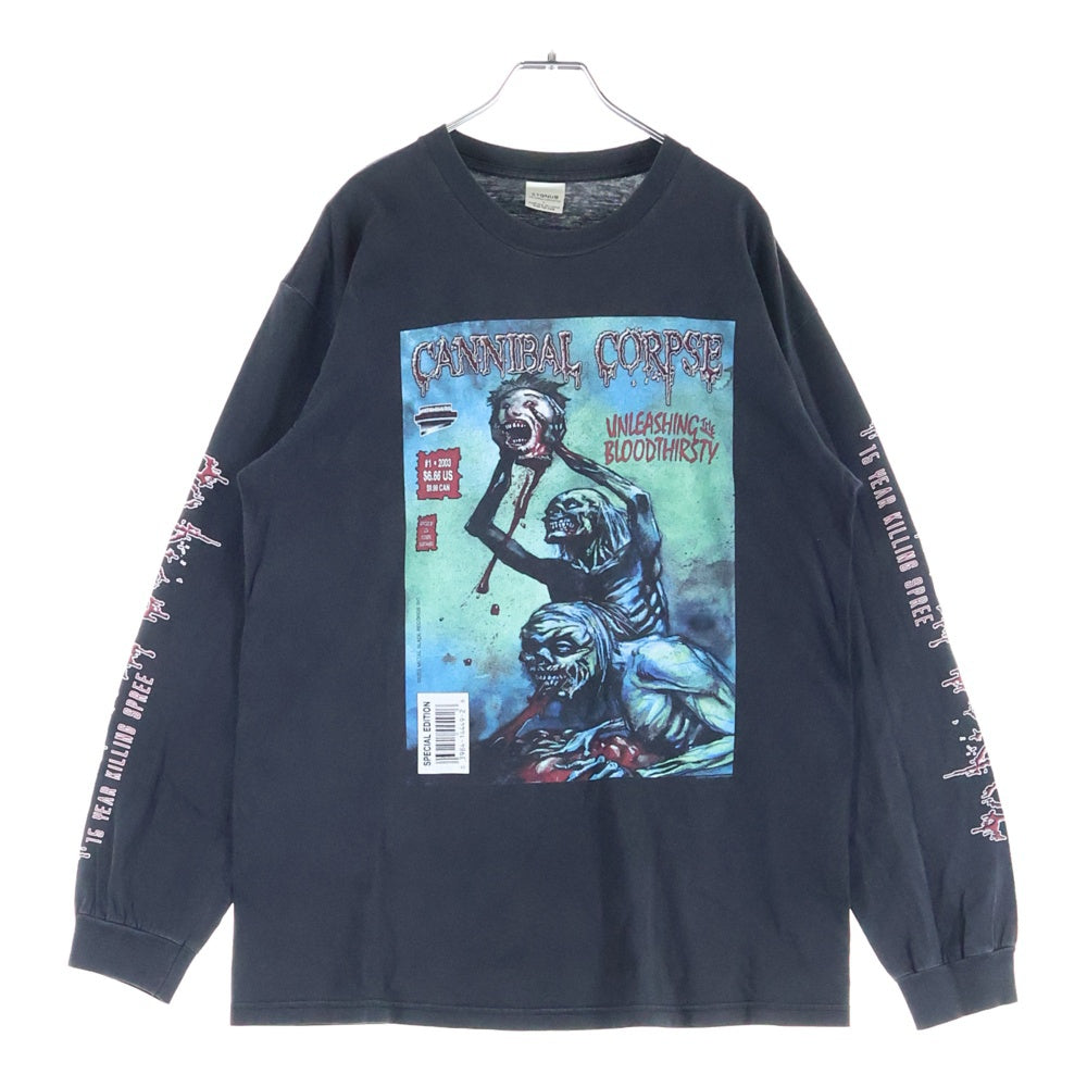 VINTAGE(ヴィンテージ) 00s 2003 CANNIBAL CORPSE Unleashing the Bloodthirsty カン二バルコープス 両面プリント 長袖Tシャツ ブラック
