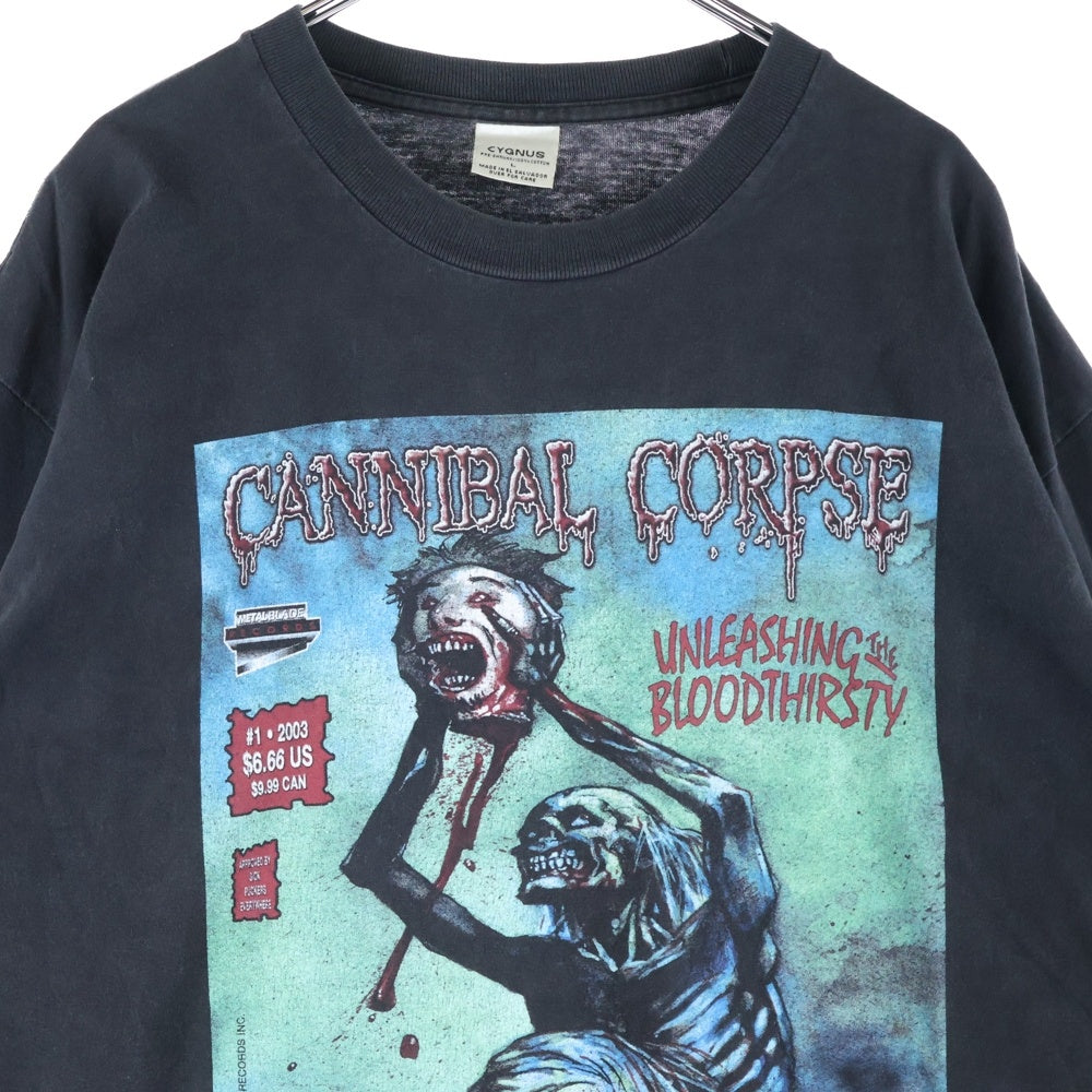 VINTAGE(ヴィンテージ) 00s 2003 CANNIBAL CORPSE Unleashing the Bloodthirsty カン二バルコープス 両面プリント 長袖Tシャツ ブラック