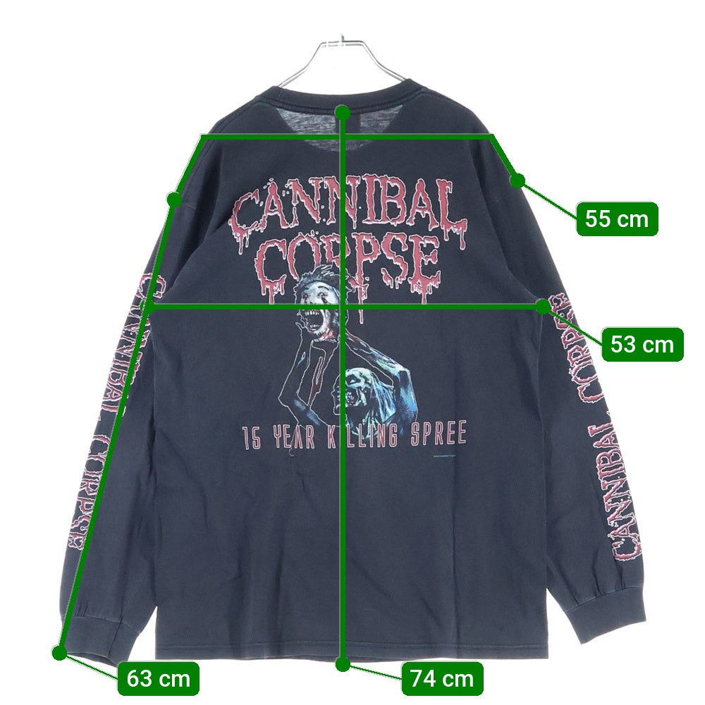 VINTAGE(ヴィンテージ) 00s 2003 CANNIBAL CORPSE Unleashing the Bloodthirsty カン二バルコープス 両面プリント 長袖Tシャツ ブラック