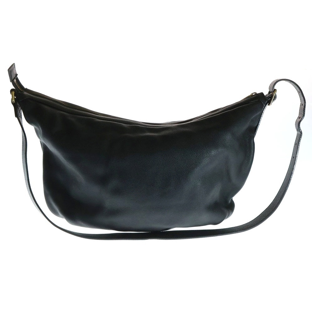 GUCCI(グッチ) LOGO HOBO LEATHER SHOULDER BAG ロゴプリント ハーフムーン ホーボー レザー ショルダーバッグ ブラック 523586 525040