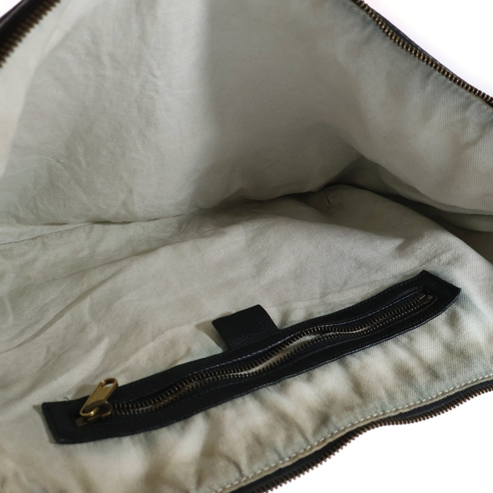GUCCI(グッチ) LOGO HOBO LEATHER SHOULDER BAG ロゴプリント ハーフムーン ホーボー レザー ショルダーバッグ ブラック 523586 525040