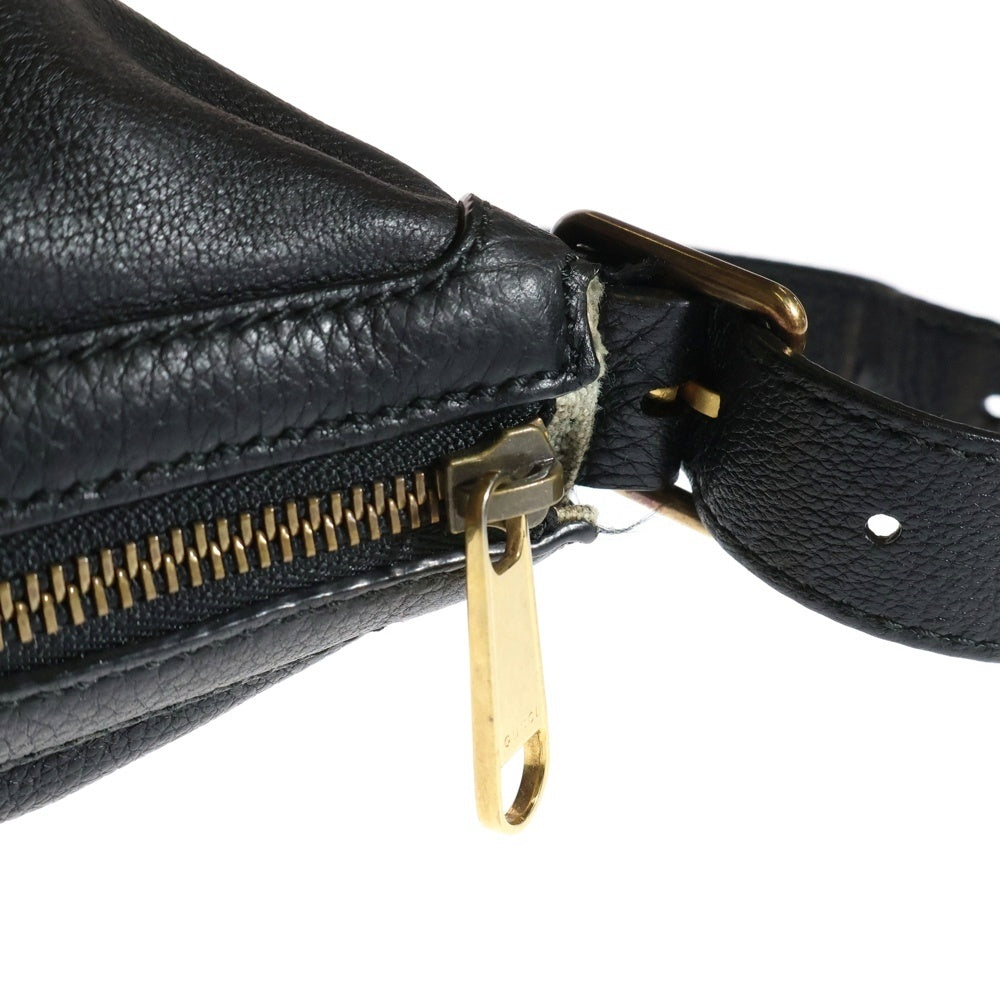 GUCCI(グッチ) LOGO HOBO LEATHER SHOULDER BAG ロゴプリント ハーフムーン ホーボー レザー ショルダーバッグ ブラック 523586 525040