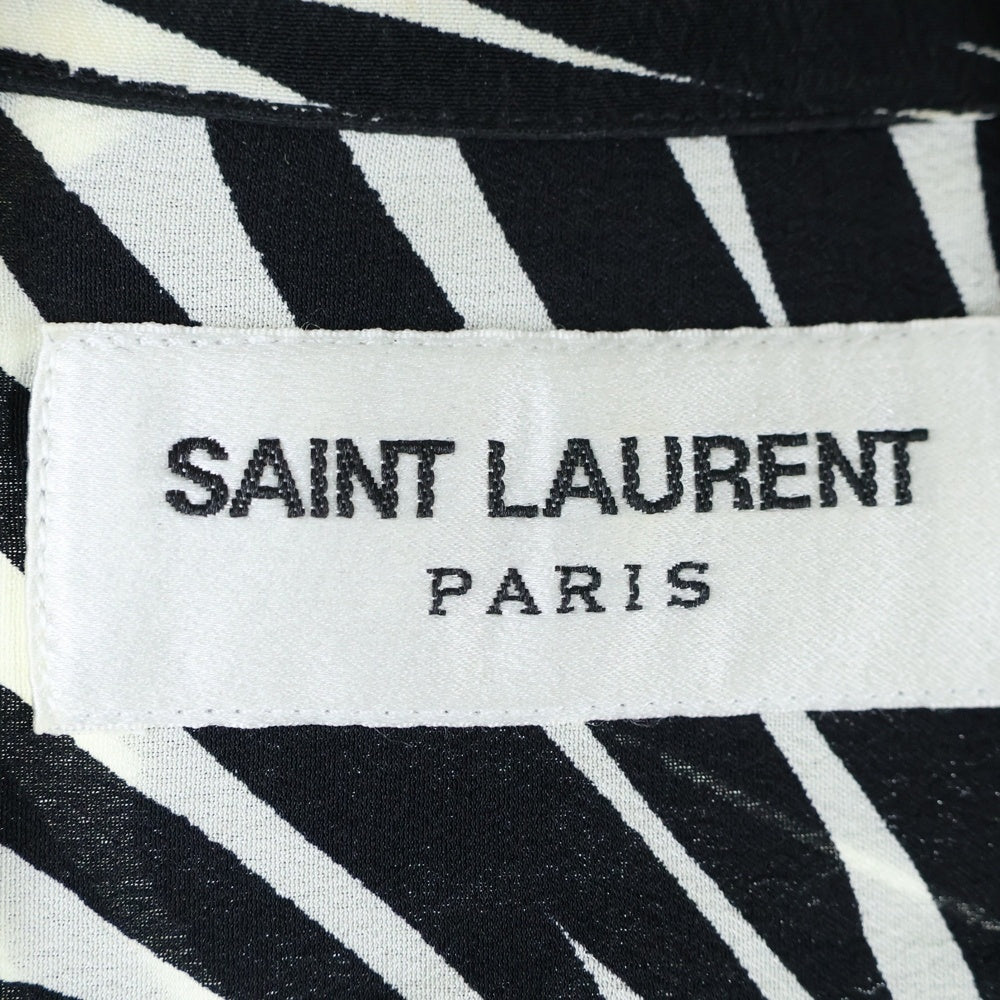 SAINT LAURENT PARIS(サンローランパリ) 20SS SILK JUNGLE PALM PRINT S/S SHIRT 総プリント オープンカラー シャツ 531956 Y2C63 ブラック/ホワイト