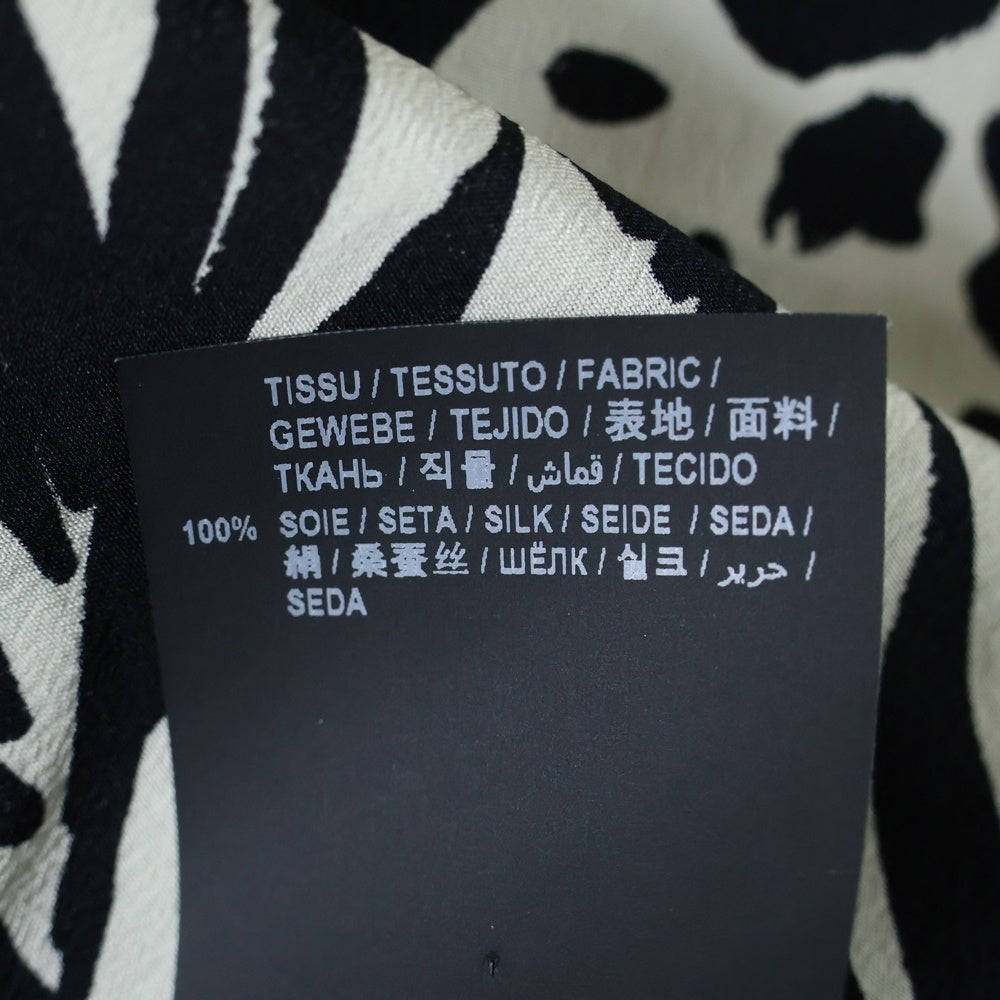 SAINT LAURENT PARIS(サンローランパリ) 20SS SILK JUNGLE PALM PRINT S/S SHIRT 総プリント オープンカラー シャツ 531956 Y2C63 ブラック/ホワイト