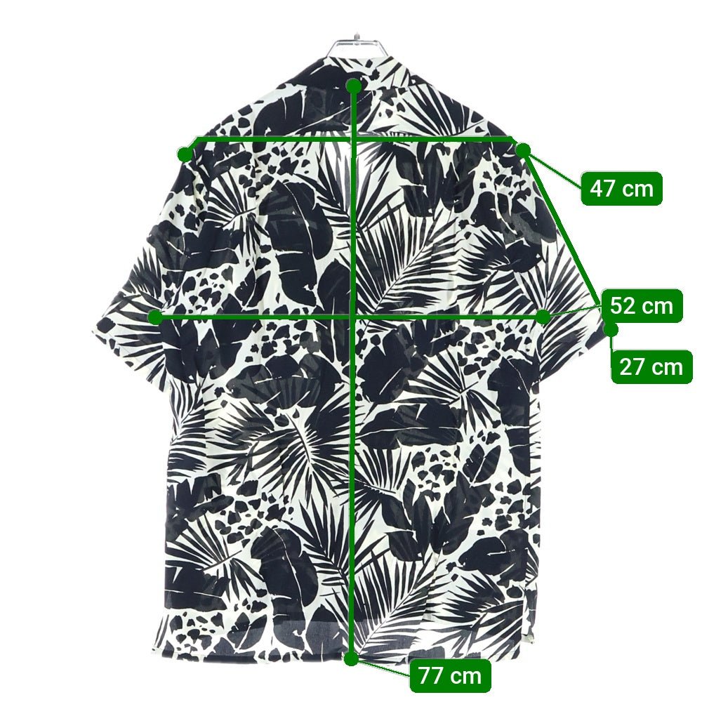 SAINT LAURENT PARIS(サンローランパリ) 20SS SILK JUNGLE PALM PRINT S/S SHIRT 総プリント オープンカラー シャツ 531956 Y2C63 ブラック/ホワイト