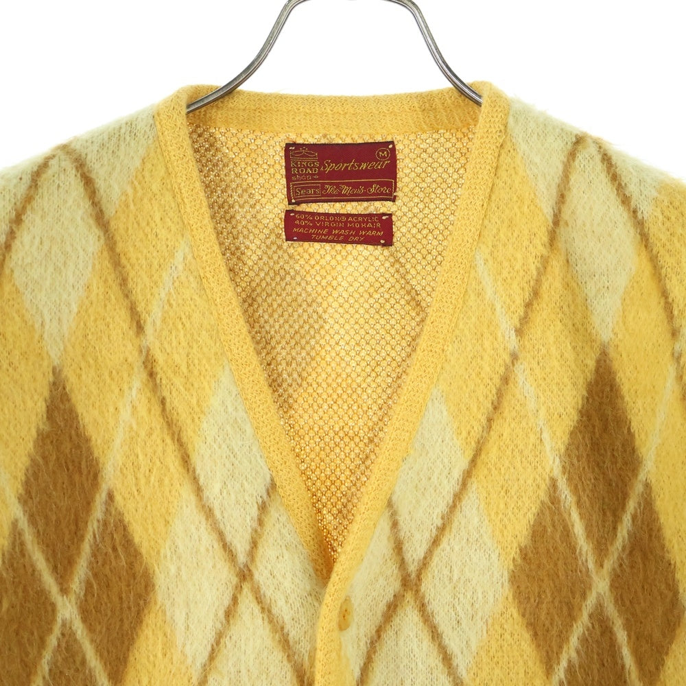 VINTAGE(ヴィンテージ) 60s Sears KINGS ROAD Sportswear ARGYLE MAHAIR CARDIGAN シアーズ アーガイル モヘア カーディガン イエロー