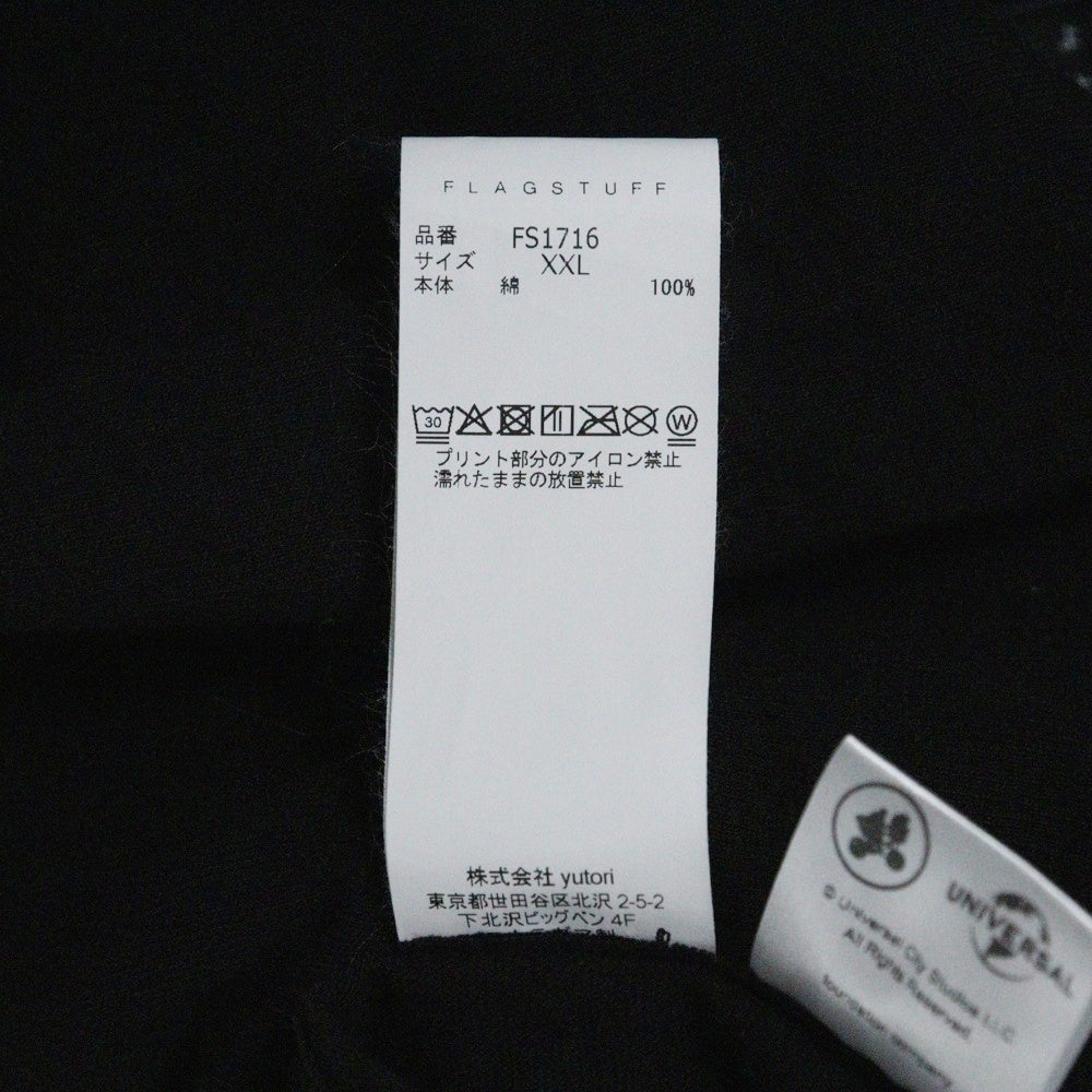 FLAGSTUFF(フラッグスタッフ) JAWS DON'T GO IN THE WATER MOVIE TEE ジョーズ コラボ Tシャツ 半袖カットソー ブラック