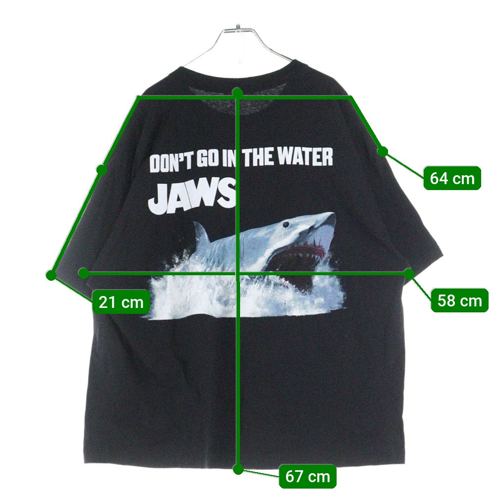 FLAGSTUFF(フラッグスタッフ) JAWS DON'T GO IN THE WATER MOVIE TEE ジョーズ コラボ Tシャツ 半袖カットソー ブラック