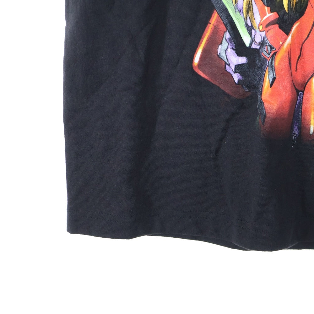 GEEKSRULE(ギークスルール) EVANGELION エヴァンゲリオン 碇シンジ 綾波レイ 式波アスカラングレー 碇ゲンドウ フロントプリント Tシャツ 半袖カットソー ブラック