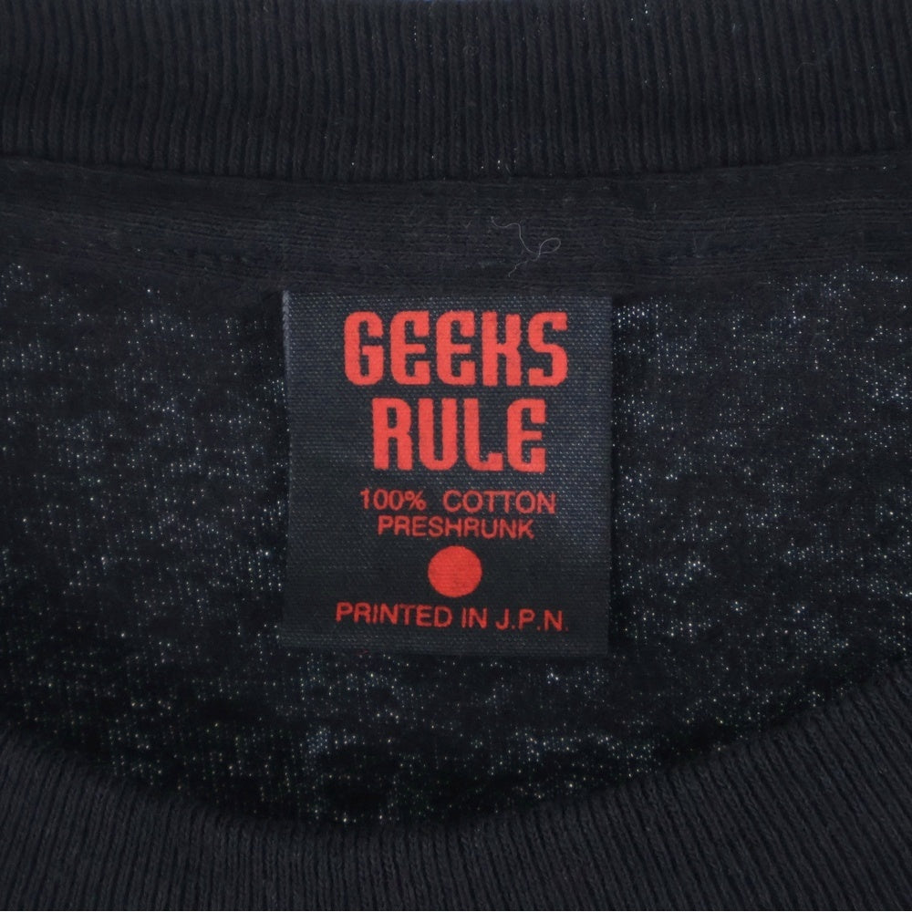 GEEKSRULE(ギークスルール) EVANGELION エヴァンゲリオン 碇シンジ 綾波レイ 式波アスカラングレー 碇ゲンドウ フロントプリント Tシャツ 半袖カットソー ブラック