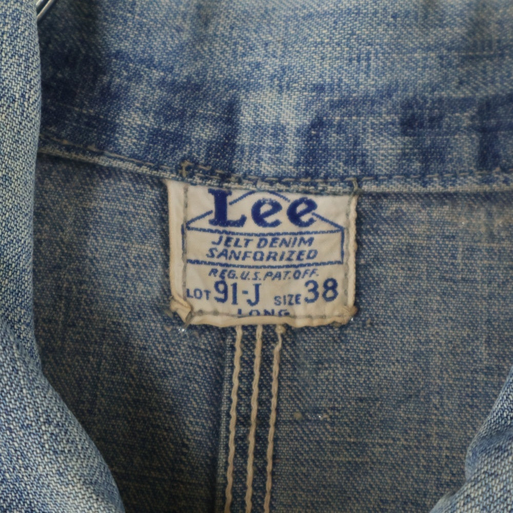 LEE(リー) 40s LEE 91-J DENIM COVERALL JACKET ハウスタグ後期 デニム カバーオール ジャケット インディゴ