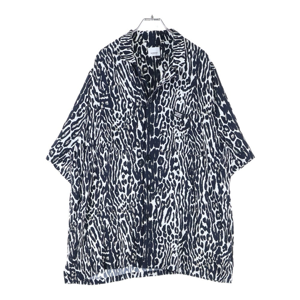 BURBERRY LONDON(バーバリーロンドン) 20SS LEOPARD SHIRT レオパード 半袖 開襟 アロハシャツ ブラック/ホワイト 8023943
