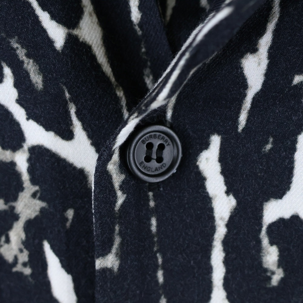 BURBERRY LONDON(バーバリーロンドン) 20SS LEOPARD SHIRT レオパード 半袖 開襟 アロハシャツ ブラック/ホワイト 8023943