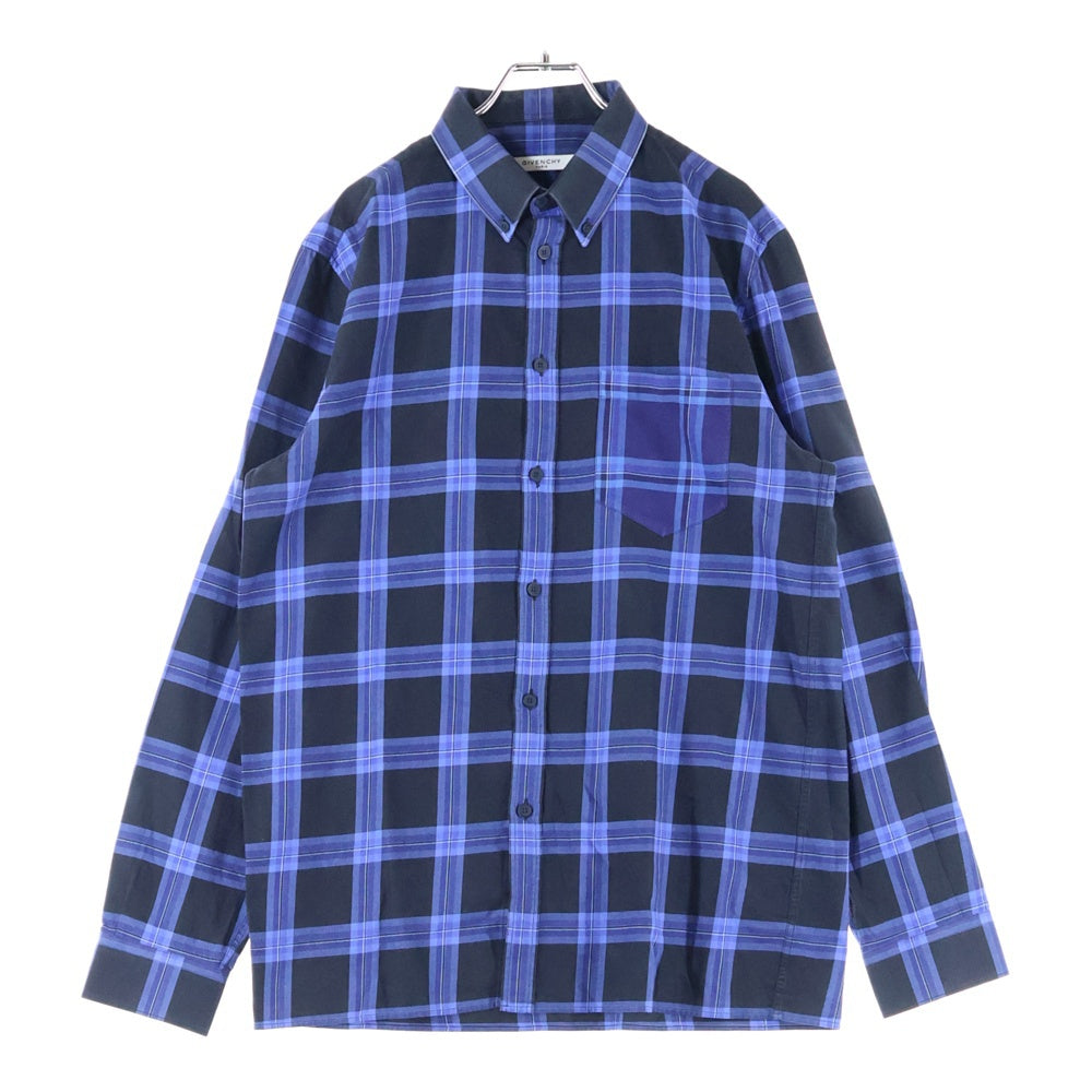 GIVENCHY(ジバンシィ) BD CHECK L/S SHIRT ボタンダウン チェック 長袖シャツ ブルー/ブラック 16J 6256 417