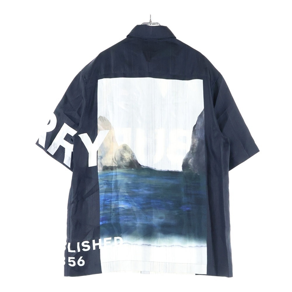 BURBERRY LONDON(バーバリーロンドン) 21SS ショートスリーブ マーメイドプリント シルクツイル半袖シャツ ブラック 4567606