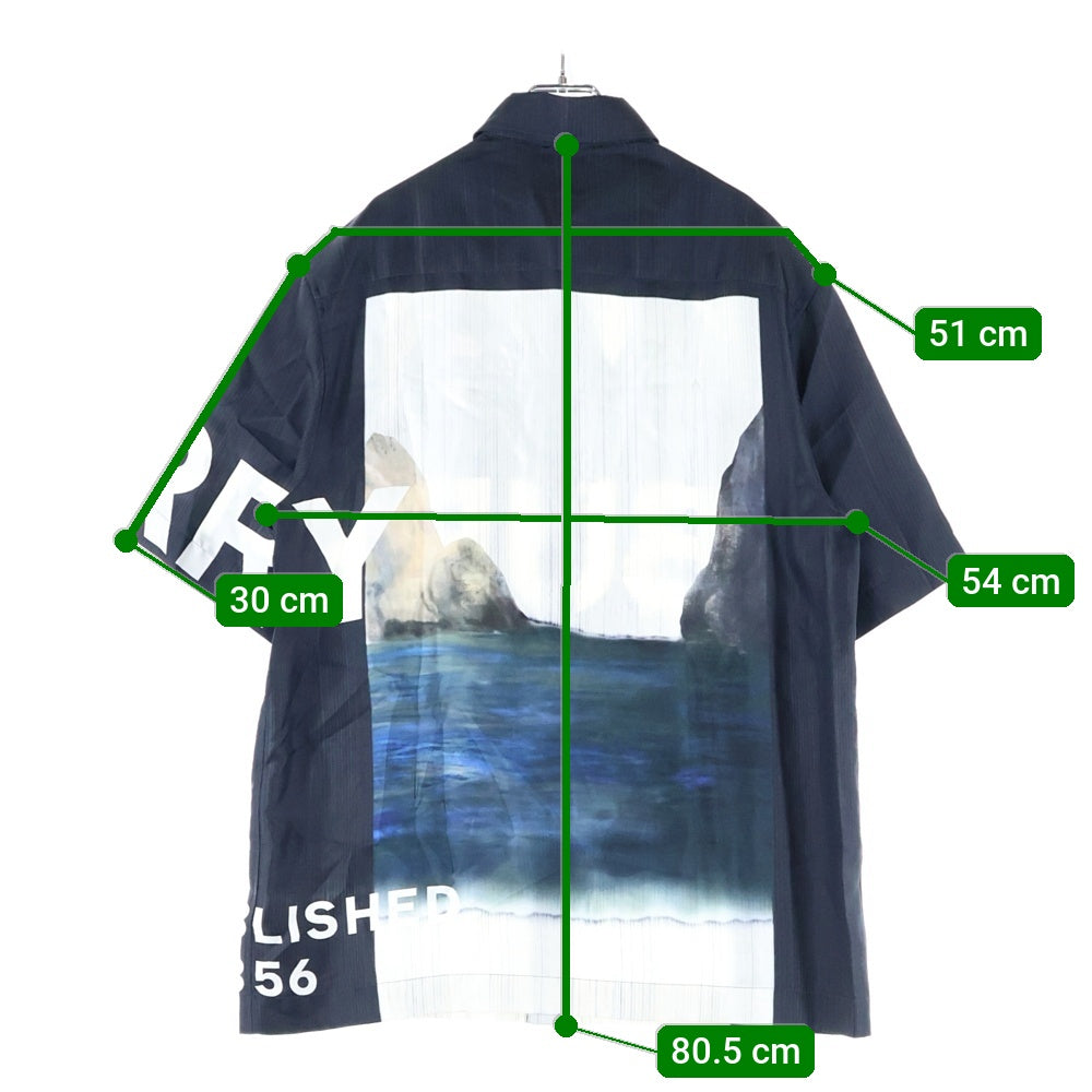 BURBERRY LONDON(バーバリーロンドン) 21SS ショートスリーブ マーメイドプリント シルクツイル半袖シャツ ブラック 4567606