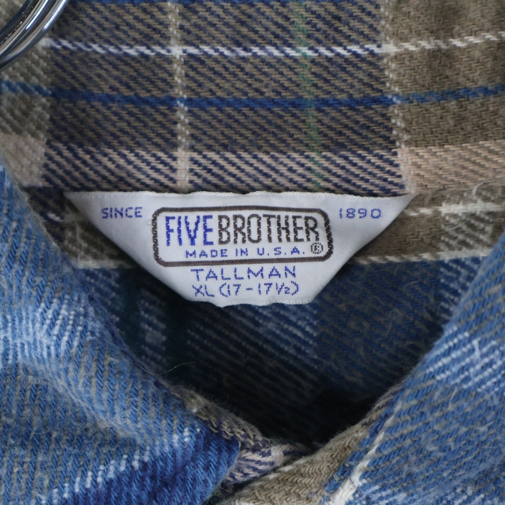 VINTAGE(ヴィンテージ) 70-80s FIVEBROTHER USA TALLMAN CHECK L/S SHIRT チャック 長袖 シャツ ブルー/ブラウン/グリーン