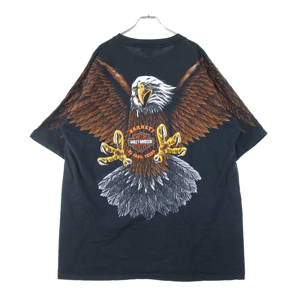 HARLEY DAVIDSON(ハーレーダビッドソン) 90s VINTAGE BARNETT EL PASO TEXAS LESA BLECHLE 1993 鷲 ワシ 両面プリント 半袖Tシャツ カットソー ブラック