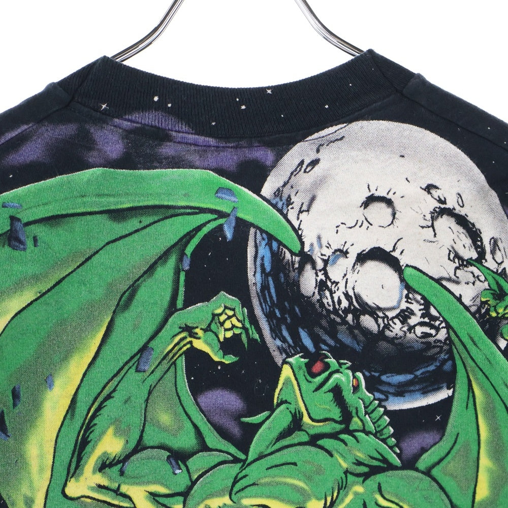 VINTAGE(ヴィンテージ) 90s GARGOYLE DRAGON LIQUID BLUE ガーゴイル ドラゴン リキッドブルー 半袖Tシャツ カットソー ブラック