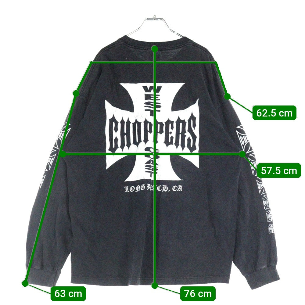 VINTAGE(ヴィンテージ) 90s WEST COAST CHOPPERS LS TEE ウエストコースト チョッパーズ アームプリント ロングスリーブ Tシャツ 半袖カットソー ブラック