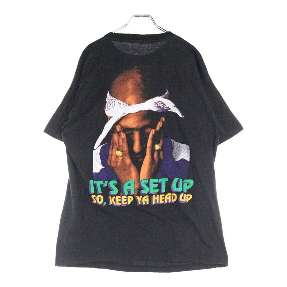 VINTAGE(ヴィンテージ) 2PAC RAP TEE IT'S A SET UP SO KEEP YA HEAD UPV FITS 2パック ラップ Tシャツ 両面プリント 半袖カットソーブラック