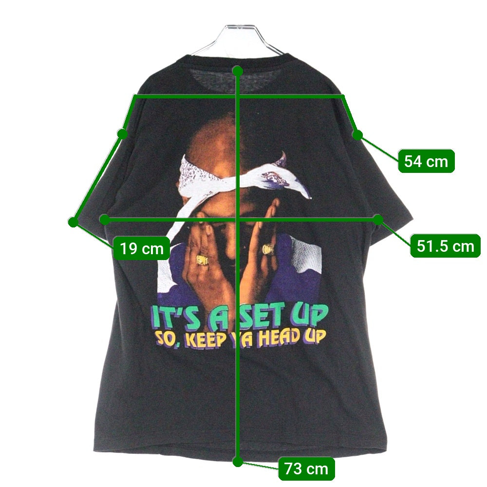 VINTAGE(ヴィンテージ) 2PAC RAP TEE IT'S A SET UP SO KEEP YA HEAD UPV FITS 2パック ラップ Tシャツ 両面プリント 半袖カットソーブラック