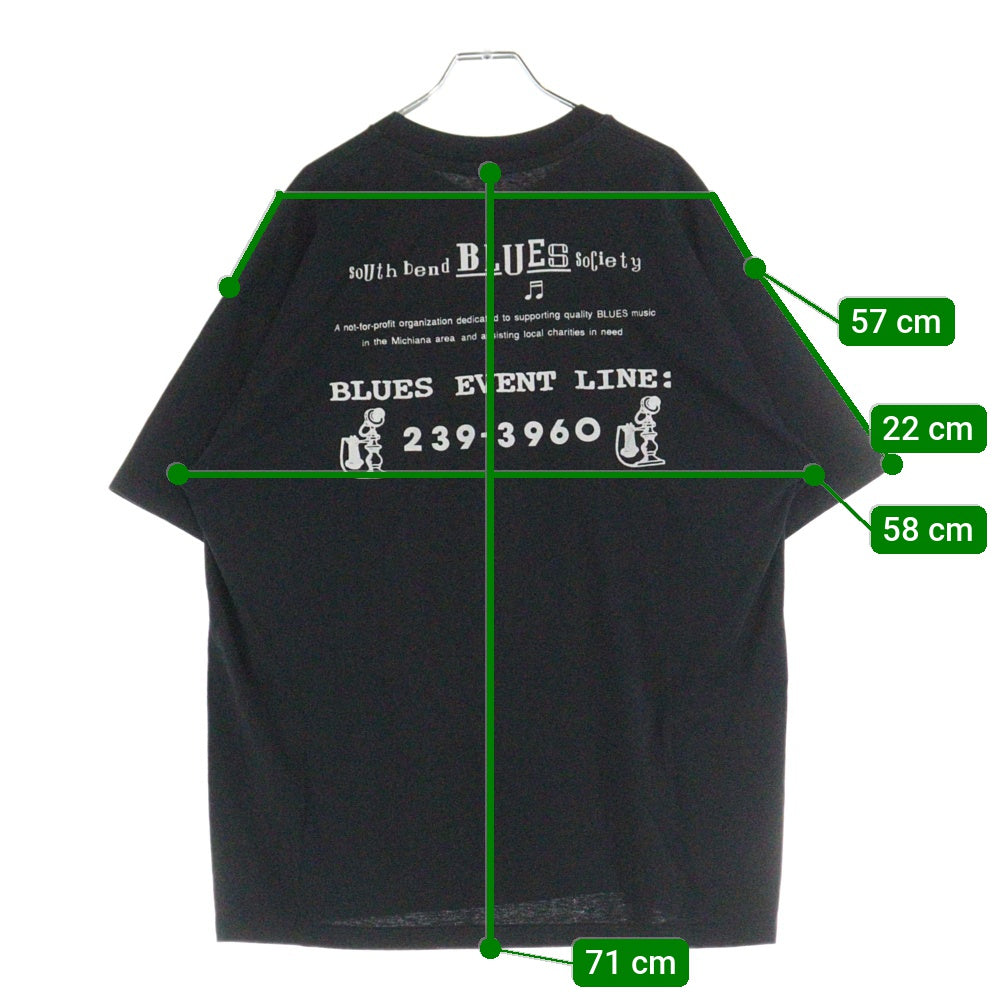 VINTAGE(ヴィンテージ) 90s SOUTH BEND BLUES SOCIETY CHICAGO S.P.LEARY リーリー ブルース 半袖Tシャツ カットソー ブラック