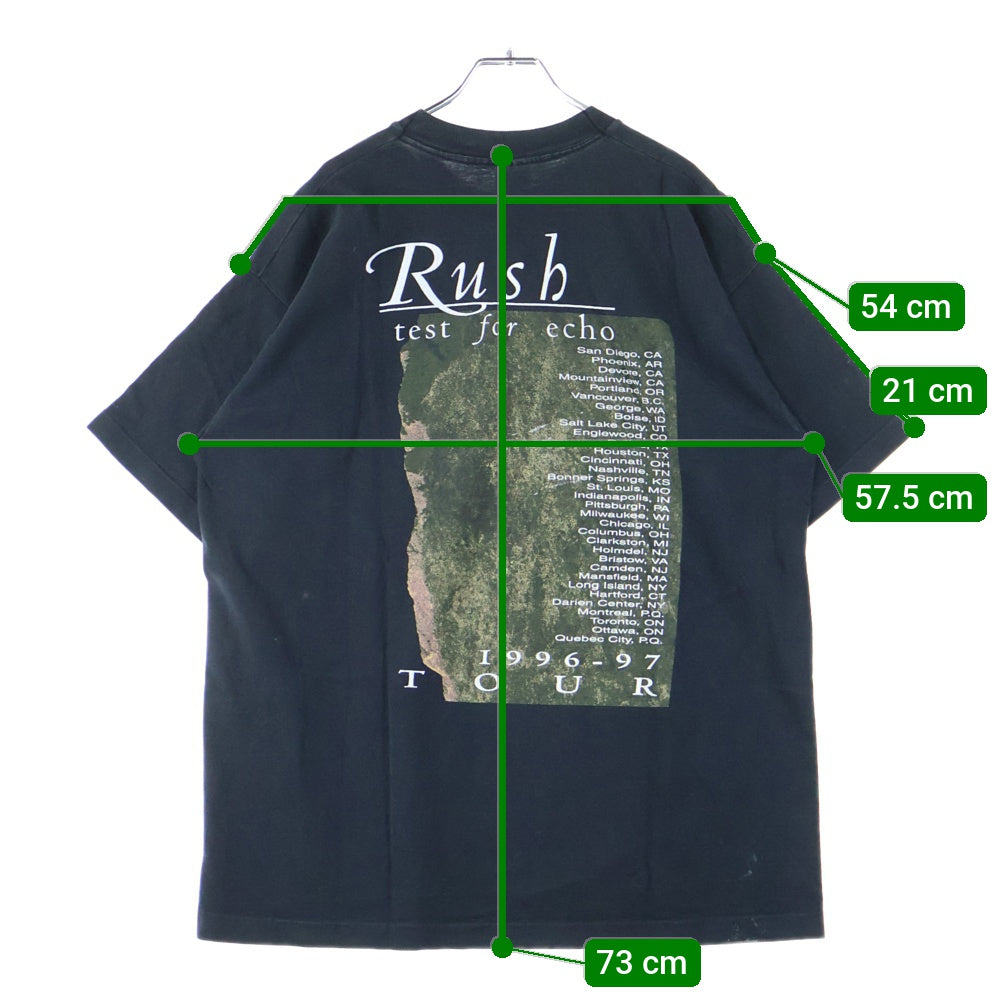 VINTAGE(ヴィンテージ) 90s RUSH TEST FOR ECHO 96-97 ラッシュ ツアー 半袖Tシャツ カットソー ブラック